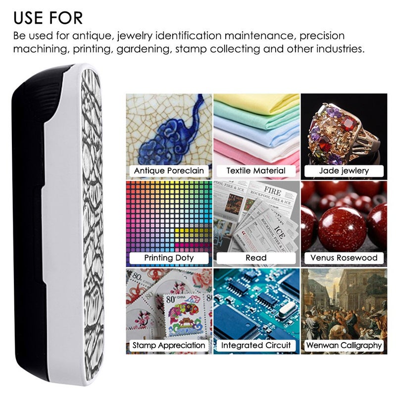 AFUNTA Jewelry Loupe Magnifier with LED Light, AFUNTA 30X,60X,90X Pocket Magnifying Glass for Rocks Stamps Coins Watches Hobbies Antiques Models Photos - Silver - Image 4